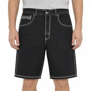 Ablanche Shorts Mens 40 Black Denim Embellished High-Rise 5-Pockets Baggy